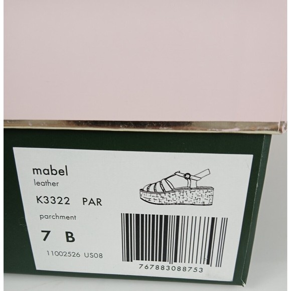 Kate Spade New York Mabel Parchment Leather Ankle Strap Cork Sandals Size 7 B - Picture 13 of 13